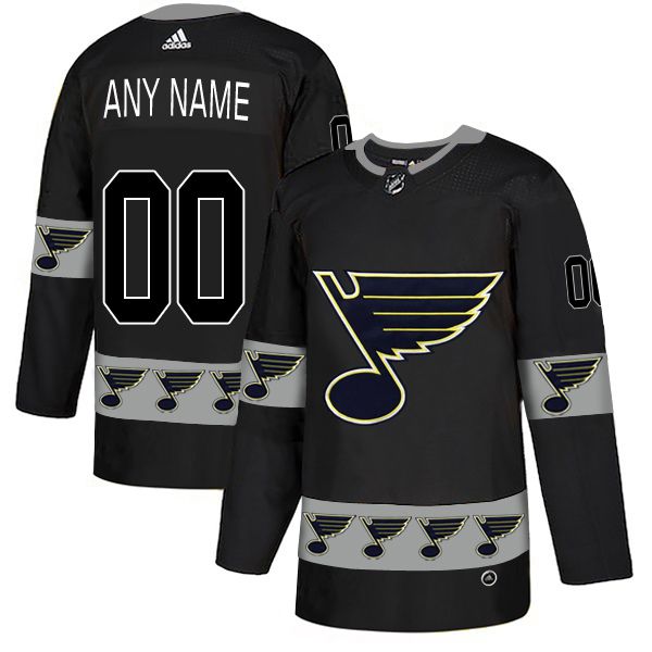 Men St.Louis Blues 00 Any name Black Custom Adidas Fashion NHL Jersey